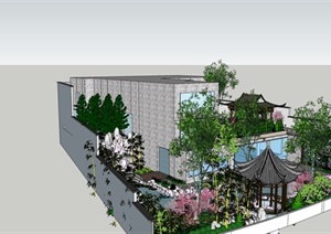 某古典中式风格别墅住宅庭院景观设计SU(草图大师)模型