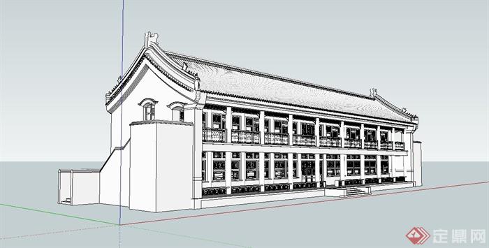 某古典中式风格晨恩楼建筑SU模型