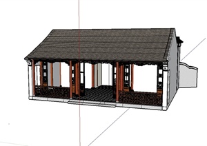 古典中式风格售票厅建筑设计SU(草图大师)模型