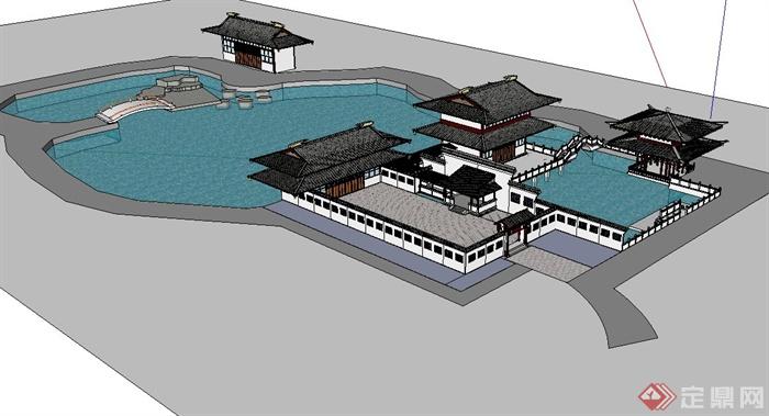 某古典中式庭院古建设计su模型(5)