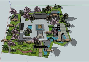 某中式古典风格博览园SU(草图大师)模型景观规划设计