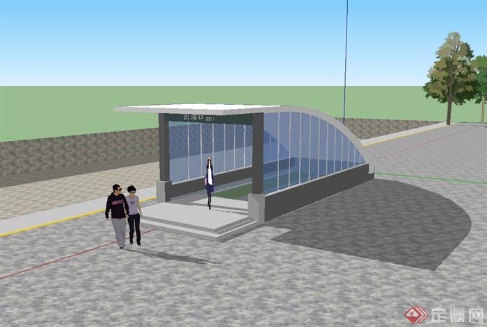 现代风格地铁站出口设计su模型(3)