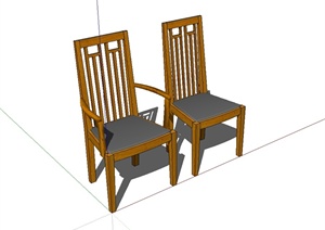 中国传统的两个不同座椅设计SU(草图大师)模型