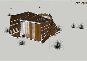 某日式风格创意住宅建筑SU(草图大师)模型