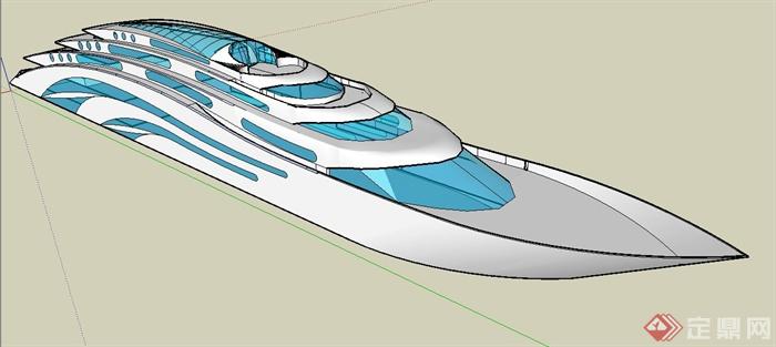 一艘梭形轮船设计su模型(2)