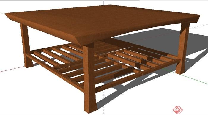 木质方茶几咖啡桌su模型(1)