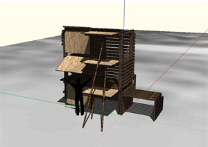 某现代风格木质庇护所设计SU(草图大师)模型