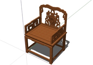 某古典中式风格详细座椅设计SU(草图大师)模型