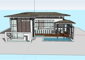 某日式风格独栋别墅建筑SU(草图大师)模型设计
