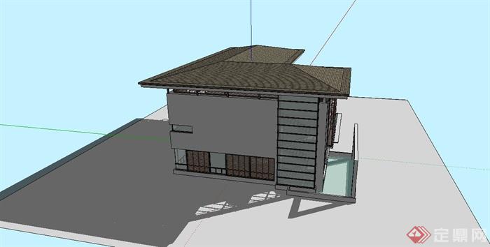 某日式风格独栋别墅建筑SU模型设计(3)