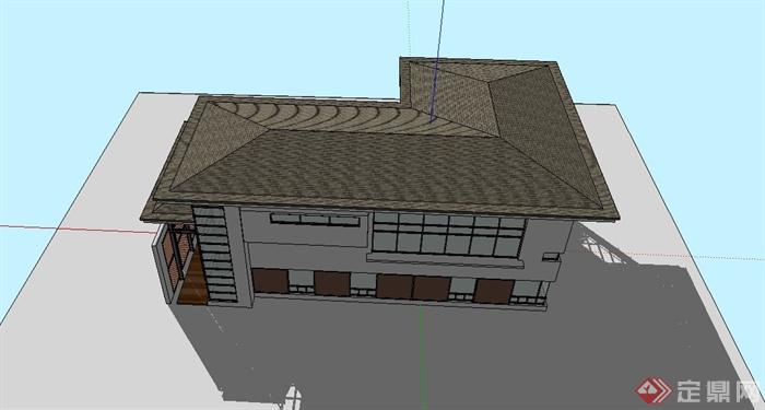 某日式风格独栋别墅建筑SU模型设计(4)