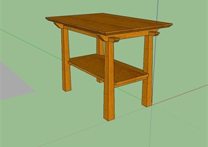 某现代中式风格木质桌子设计SU(草图大师)模型