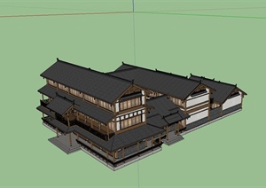 古典中式风格详细精致旅游景区酒店设计SU(草图大师)模型