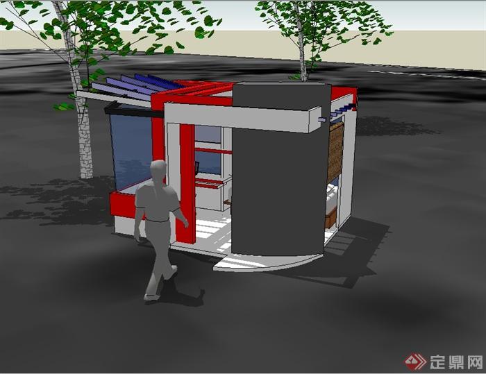 某现代风格休闲小屋建筑设计su模型(2)