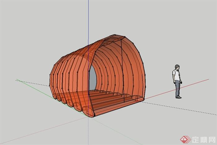 某现代风格充气帐篷设计su模型(1)