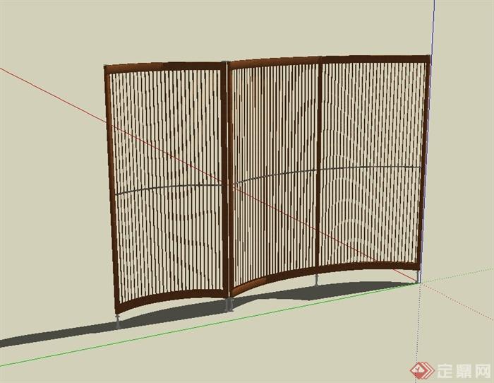 现代中式风格独特造型隔屏屏风设计su模型(1)