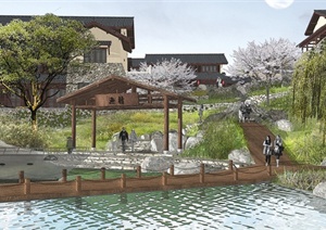 某现代中式风格渔村景观设计psd效果图
