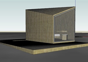 现代木栅条住宅小屋建筑SU(草图大师)模型
