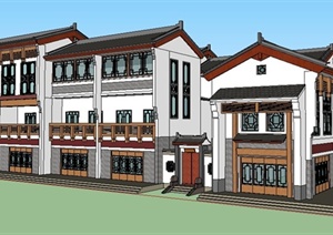 某中式风格商业酒楼建筑设计SU(草图大师)模型