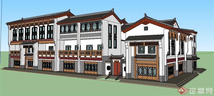 某中式风格商业酒楼建筑设计su模型(2)