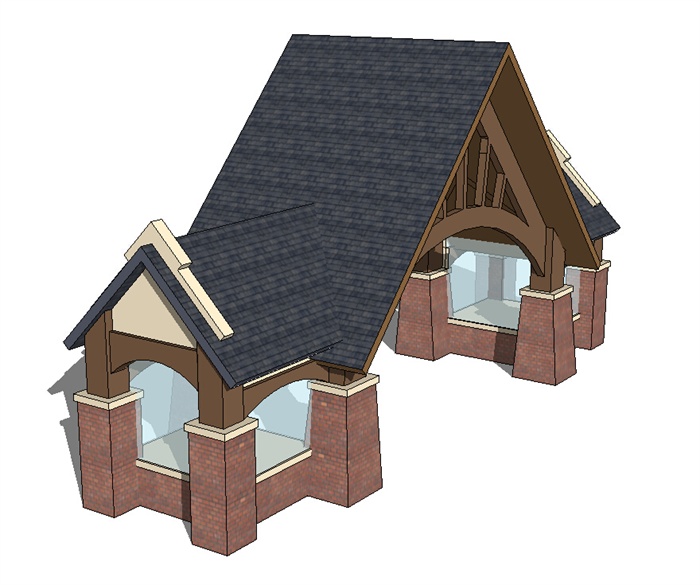 欧式大坡屋顶大门设计su模型