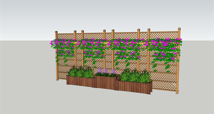 垂直绿化花架墙及种植池su模型