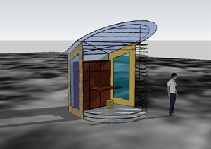 某现代风格独特休息小屋建筑设计SU(草图大师)模型