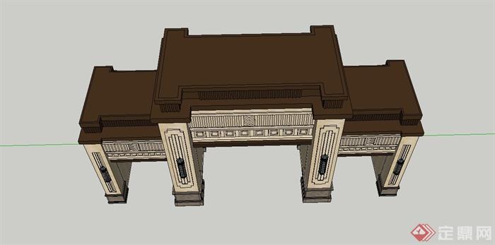 某法式风格小区大门建筑SU模型设计(11)