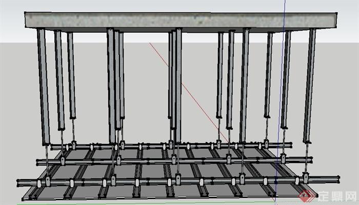 室内装饰吊顶反支撑节点su模型(2)