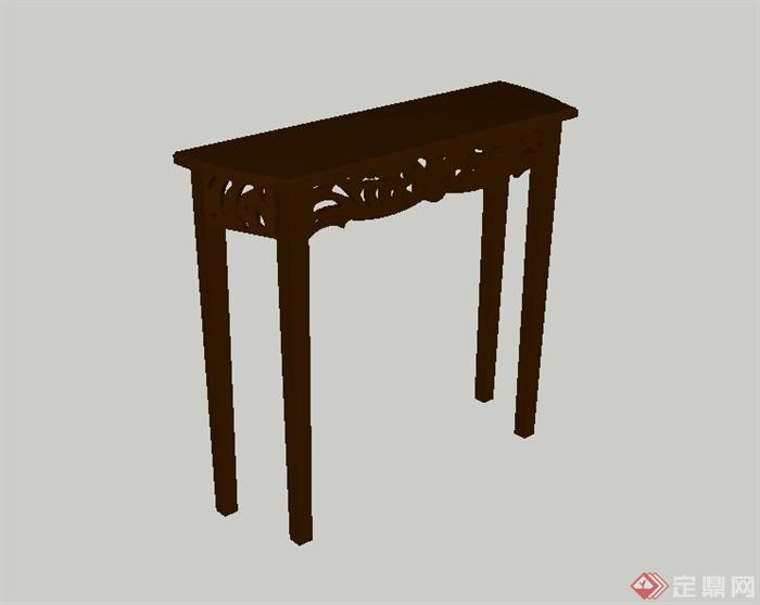 某古典中式风格全木质桌子SU模型设计(2)