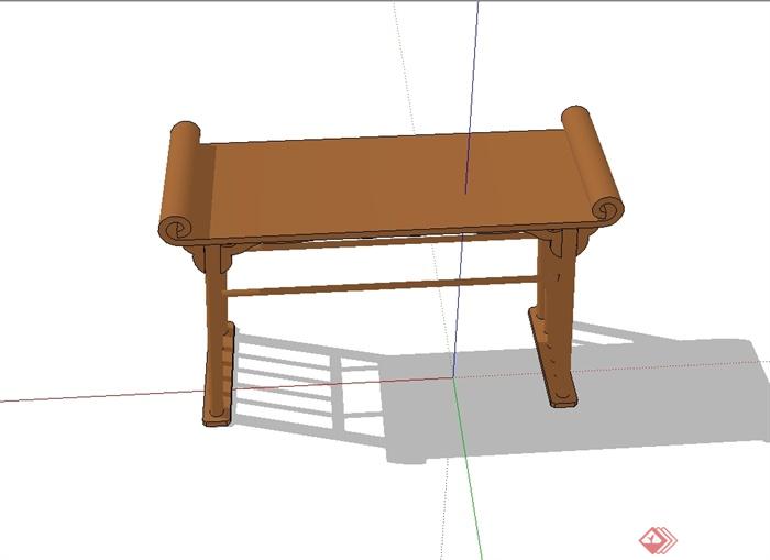 古典中式风格书桌设计su模型(4)