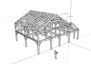某现代风格独特别墅建筑结构设计SU(草图大师)模型