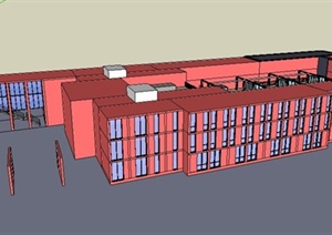 某现代风格学校教学楼建筑SU(草图大师)模型