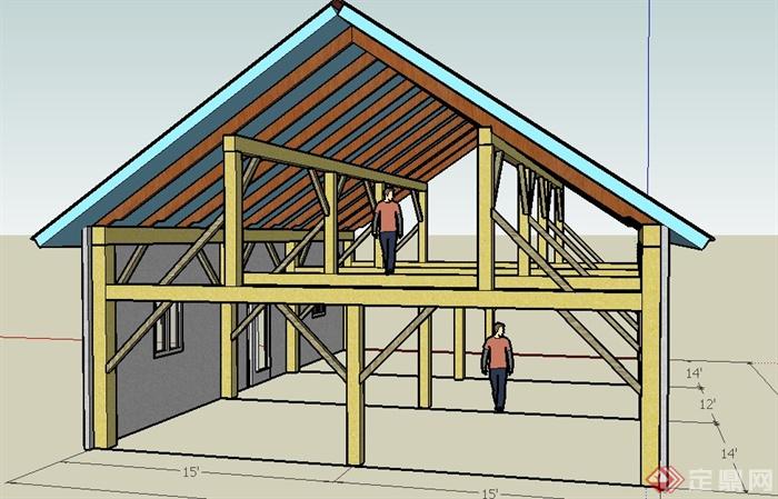 单层民居木框架设计Su模型(1)