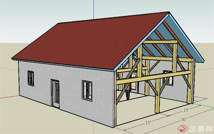 单层民居木框架设计Su模型(3)