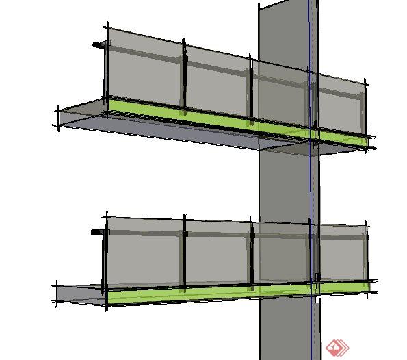 阳台玻璃护栏su模型(1)