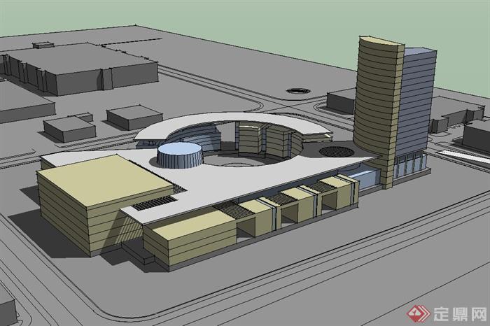 某现代风格商业环境建筑楼设计su模型(1)