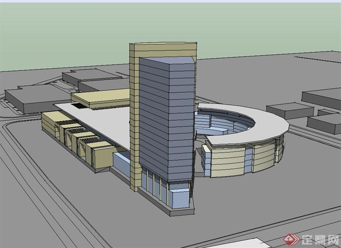 某现代风格商业环境建筑楼设计su模型(2)