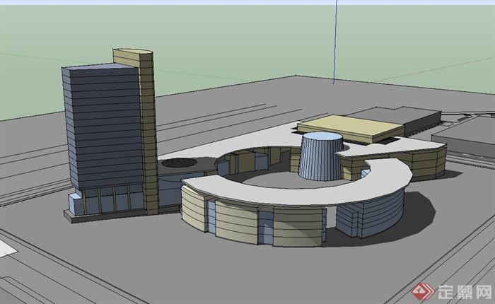 某现代风格商业环境建筑楼设计su模型(3)