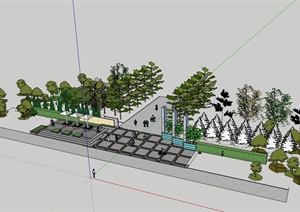 公园入口大门景观设计SU(草图大师)模型