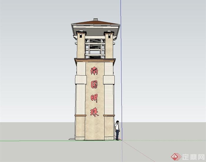 某欧式风格塔楼SU模型设计(3)