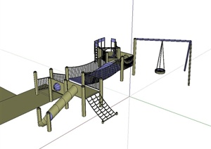 某现代风格详细儿童游乐组合设计SU(草图大师)模型
