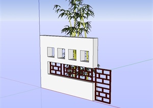 某现代风格独特镂空景墙设计SU(草图大师)模型