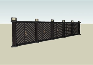 某现代风格独特围墙设计SU(草图大师)模型