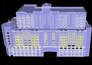 某欧式风格办公大楼构架SU(草图大师)模型设计