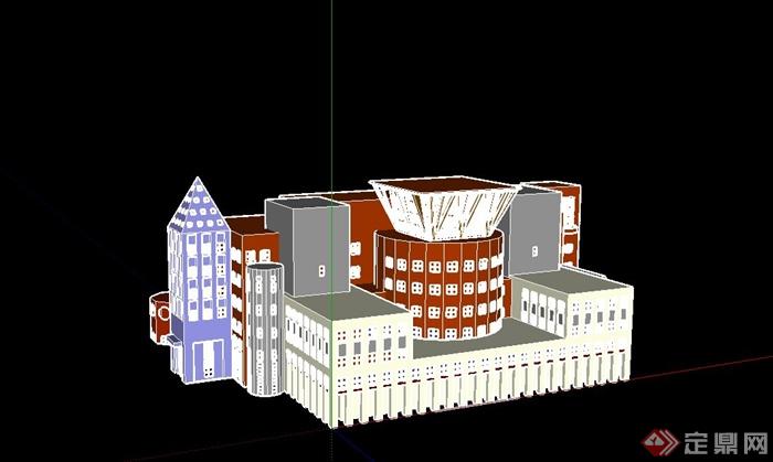 某欧式风格教学楼建筑SU模型设计(2)