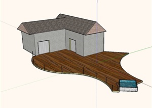 现代风格单层小屋建筑楼设计SU(草图大师)模型