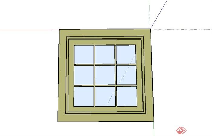 某现代室内矩形窗户SU模型设计(1)