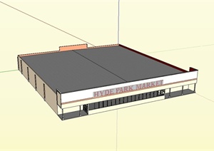某现代风格单层土地市场建筑设计SU(草图大师)模型