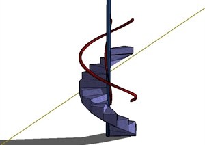 某现代风格独特旋转楼梯设计SU(草图大师)模型